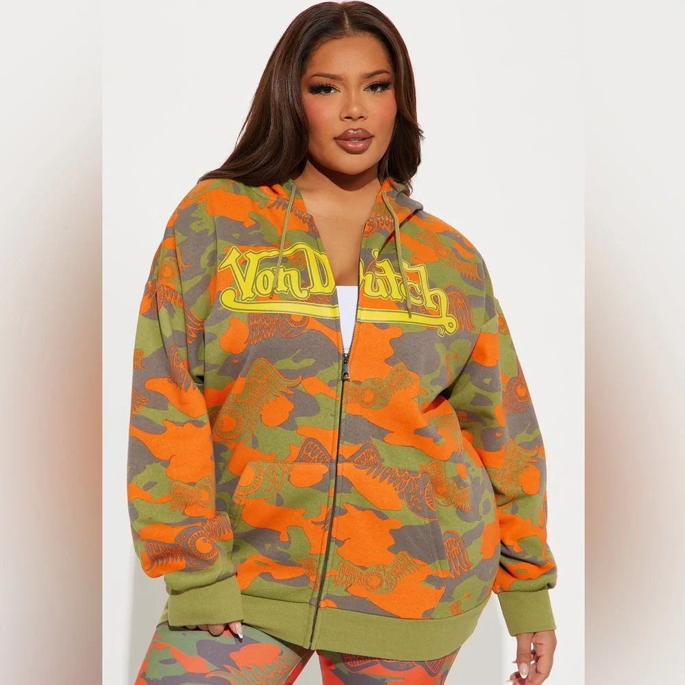 Von Dutch Camo Full-Zip Front Hoodie in the "Orange/Yellow" Color-way Sz L
NWT - Picture 4 of 6